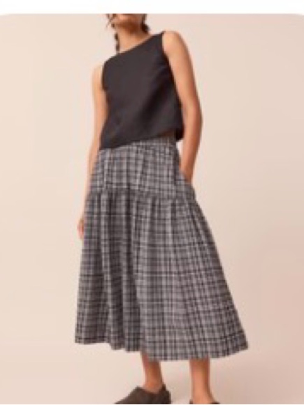 Beyond Nine Talia Skirt in Black and White Seersucker